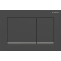 Plaque de déclenchement Geberit Omega30 pour rinçage à 2 volumes - noir mat laqué - revêtement facile à nettoyer - chromé brillant