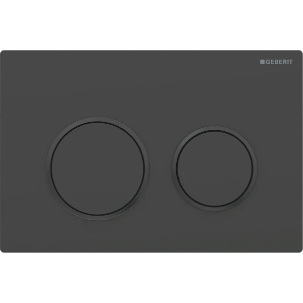 Plaque de déclenchement Geberit Omega20 pour rinçage à 2 volumes - noir mat laqué - revêtement facile à nettoyer - noire