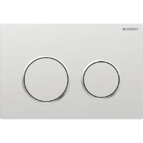 Plaque de déclenchement Geberit Omega20 pour rinçage à 2 volumes - laqué chromé mat - revêtement facile à nettoyer - chromé brillant