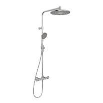 Hansa HansaAureliaa thermostat de douche avec douchette 110 mm 3-jets avec douche à effet pluie 300 mm - avec barre et flexible 1750 mm - acier brossé