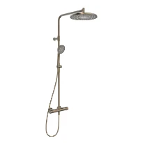 Hansa HansaAureliaa thermostat de douche avec douchette 110 mm 3-jets avec douche à effet pluie 300 mm - avec barre et flexible 1750 mm - bronze brossé