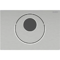 Commande de WC Geberit à déclenchement électronique du rinçage - alimentation par pile - rinçage à 2 volumes - plaque de déclenchement Sigma10 - automatique/sans contact/manuelle - brossé - revêtement