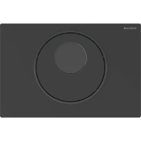 Commande de WC Geberit à déclenchement électronique du rinçage - alimentation par pile - rinçage à 2 volumes - plaque de déclenchement Sigma10 - automatique/sans contact/manuelle - noir mat laqué - re