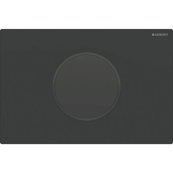 Commande de WC Geberit à déclenchement électronique du rinçage - alimentation sur secteur - rinçage à 2 volumes - plaque de déclenchement Sigma10 - automatique/sans contact - noir mat - revêtement fac