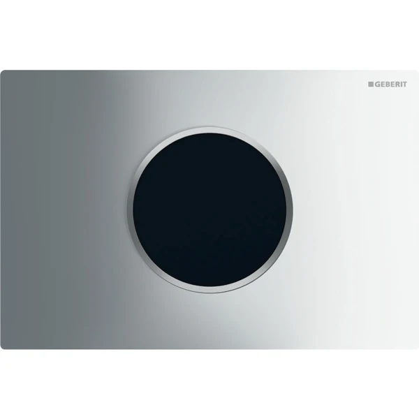 Commande de WC Geberit à déclenchement électronique du rinçage - alimentation sur secteur - rinçage à 2 volumes - plaque de déclenchement Sigma10 - automatique/sans contact - chromé brillant - chromé 