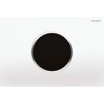 Commande de WC Geberit à déclenchement électronique du rinçage - alimentation sur secteur - rinçage à 2 volumes - plaque de déclenchement Sigma10 - automatique/sans contact - blanc - chromé brillant