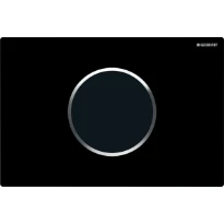 Commande de WC Geberit à déclenchement électronique du rinçage - alimentation sur secteur - rinçage à 2 volumes - plaque de déclenchement Sigma10 - automatique/sans contact - noir - chromé brillant