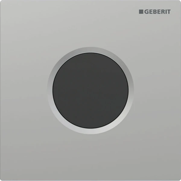 Geberit type 01 urinoirsturing met elektronische spoelactivering - netvoeding - type 01 afdekplaat - Mat verchroomd gelakt / Easy-to-clean gecoat