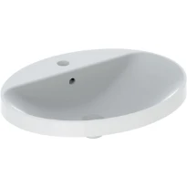 Geberit VariForm lavabo encastré ovale 600 x 480 mm - blanc - avec trou de robinet - avec trop-plein
