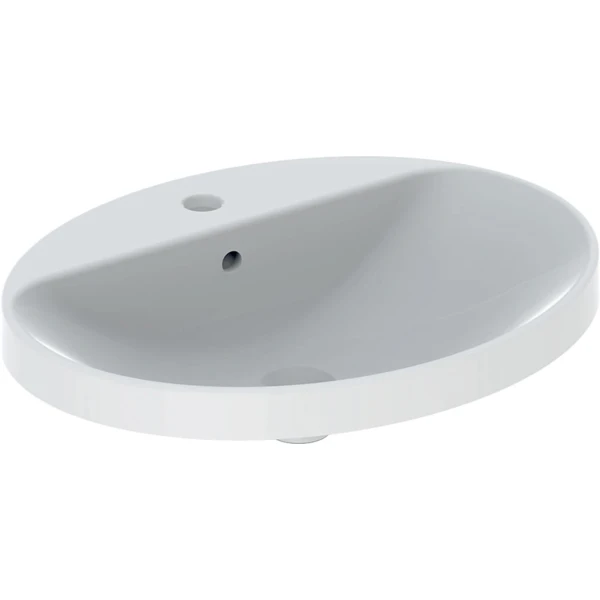 Geberit VariForm inbouwwastafel ovaal 600 x 480 mm - wit - met kraangat - met overloop