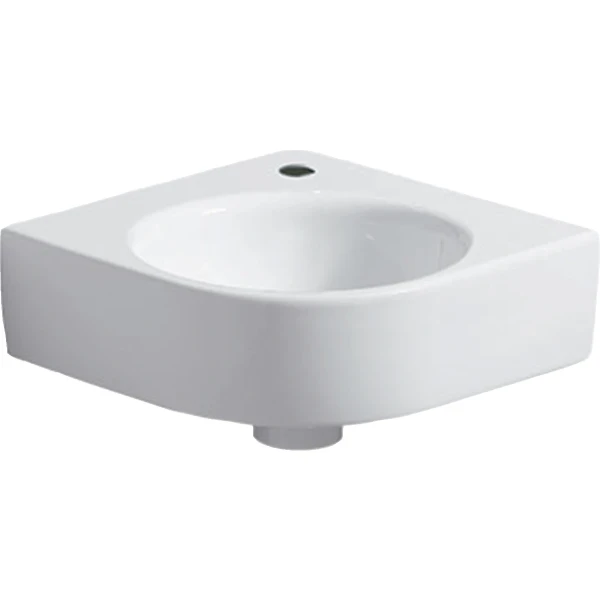 Geberit Renova Compact hoekhandenwasser 450 x 395 mm - wit - met kraangat - zonder overloop