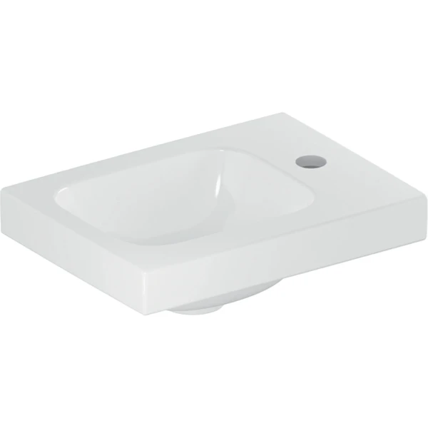 Geberit iCon Light handenwasser 380 x 280 mm - wit - met kraangat rechts - zonder overloop - neerlegruimte rechts