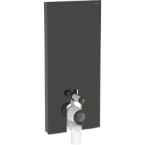 Geberit Monolith module sanitaire pour WC au sol - 1140 mm - habillage frontal en verre - verre noir - aluminium noir chromé