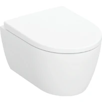 Set de WC suspendu à fond creux Geberit iCon,compact - forme fermée - Rimfree - avec siège de WC - T 49cm - Mécanisme softclose Oui - Charnières Quick Release Verrouillable - Fixation Par le haut - Bl