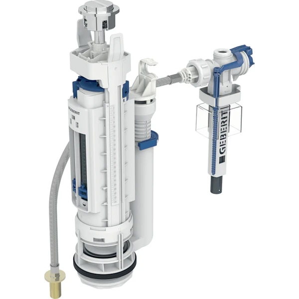 Geberit type 290-383 affleurant intérieur avec 2 quantités - raccordement à l’eau universel - 3/8 - mamelon en laiton - chromé brillant