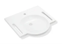 Hewi lavabo 600 x 550 mm - blanc alpin - minéral - avec trou de robinet - sans trop-plein - avec poignées