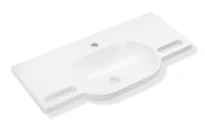 Hewi lavabo 850 x 415 mm - blanc alpin - minéral - avec trou de robinet - sans trop-plein - avec poignées