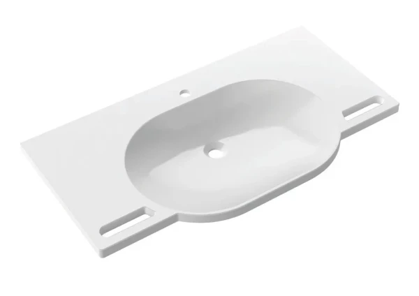 Hewi lavabo 1000 x 550 mm - blanc alpin - minéral - avec trou de robinet - sans trop-plein - avec poignées
