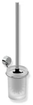 HEWI ensemble brosse wc ,rosace chromé, réservoir verre