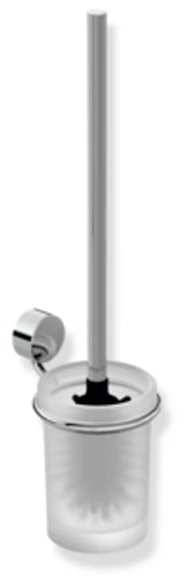 HEWI ensemble brosse wc ,rosace chromé, réservoir verre