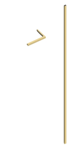 Procasa Open Wall 2.0 muurprofiel + haaks stabilisatieprofiel rechts 160 x 250 mm - Brushed Gold - goud mat - voor wanden t/m 1200 mm - voor wanden t/m 1200 mm