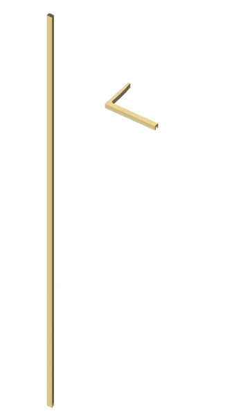 Procasa Open Wall 2.0 muurprofiel + haaks stabilisatieprofiel links 160 x 250 mm - Brushed Gold - goud mat - voor wanden t/m 1200 mm
