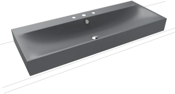 Kaldewei 3049 Silenio lavabo à poser 1200 x 460 x 120 mm - gris froid effet nacré - avec 3 trous de robinetterie - avec trop-plein