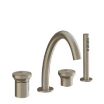 Gessi Origini mélangeur baignoire sur gorge 4 trous - Finox Brushed Nickel - avec inverseur et bec avec douchette anti-calcaire et flexible 1500 mm