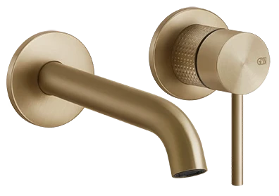Gessi Gessi316 mitigeur lavabo mural avec bec long sans vidage - Warm Bronze Brushed PVD