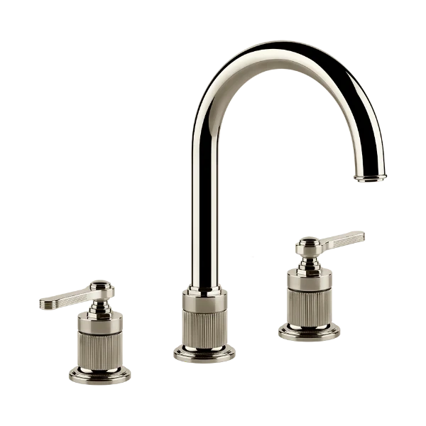 Gessi Venti20 mélangeur lavabo 3 trous sans vidage - Nickel PVD - avec bec U