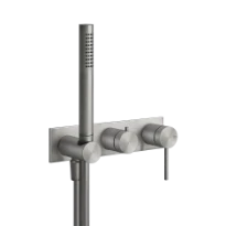 Gessi Gessi316 mitigeur douche 2 sorties set de finition avec inverseur et prise d'eau et support pour douchette - Steel Brushed