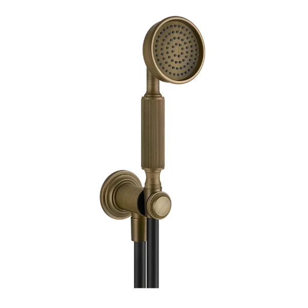 Gessi Venti20 set de douche - Antique Brass - avec sortie coudée mural et douchette anti-calcaire avec flexible 1500 mm