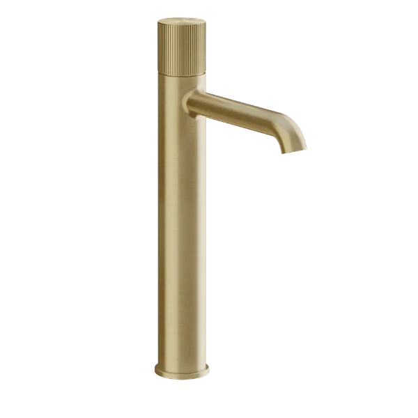 Gessi Habito Rigato mitigeur lavabo réhaussé sans vidage - Brass Brushed PVD