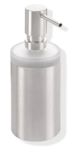 HEWI distr.d.savon (verre) av. support, acier inox. brossée