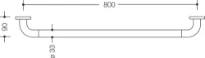 HEWI porte-serviette ,A=800mm,ø33, avec fixation de rosace, noir foncé