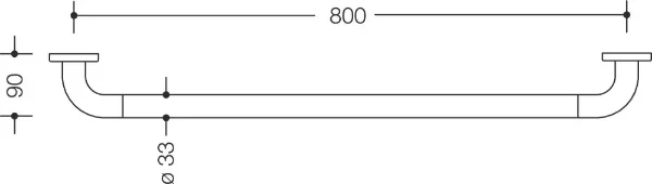 HEWI porte-serviette ,A=800mm,ø33, avec fixation de rosace, noir foncé