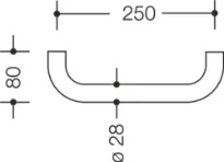 HEWI poignée de baignoire ,A=250,sans fixation de rosace, blanc pur
