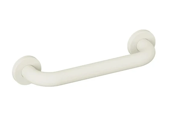 HEWI poignée de baignoire ,A=300,av. fix. rosace, ed. mat, blanc pur