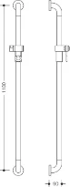 HEWI barre de douche , A=1100,av. coulisseau douche,ø33mm, noir foncé