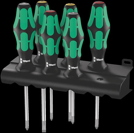WER05105622001 Wera 335/350/355/6 schroevendraaiers set gleuf/Ph/Pz + houder