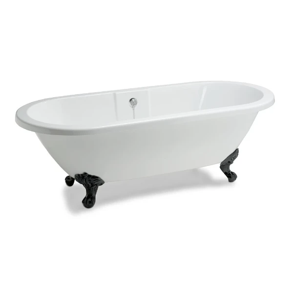 Cottage Newport baignoire autoportante acrylique 1725 x 760 mm - blanc - avec pieds noirs