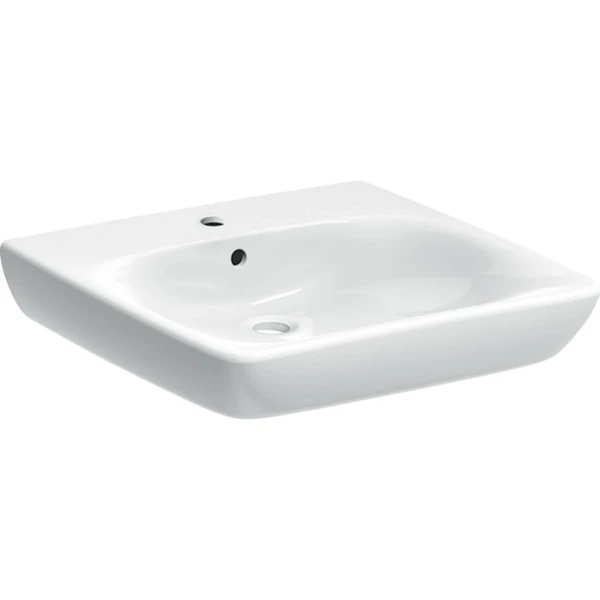 Lavabo Geberit Selnova Comfort logement accessible 600 x 550 mm - blanc - avec trou de robinet - avec trop-pein