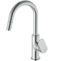 Ideal Standard Ceralife O mitigeur lavabo avec bec haut C avec douchette extractible - click-clack - chromé - 3,8 l/min