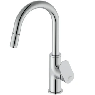 Ideal Standard Ceralife O mitigeur lavabo avec bec haut C avec douchette extractible - click-clack - chromé - 3,8 l/min