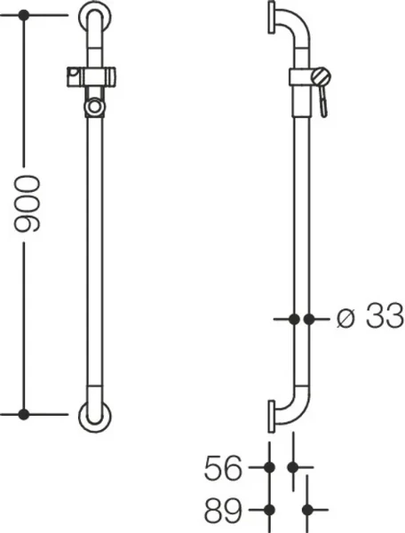 HEWI barre douchette av. coulisseau douche,A=900,BM211.2, blanc pur