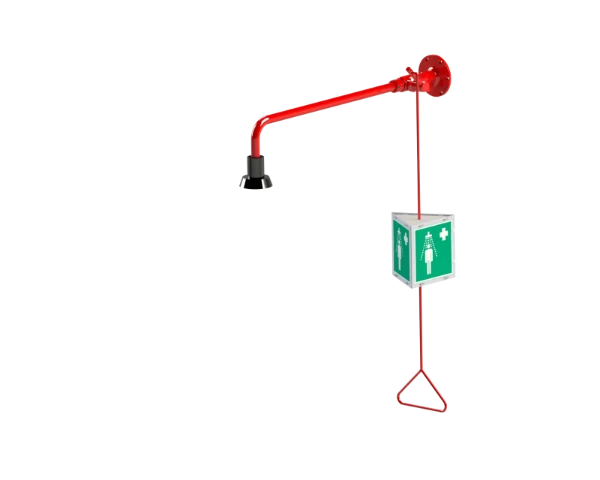 Broen nooddouche 1-kops combinatie voor leidingen op de wand