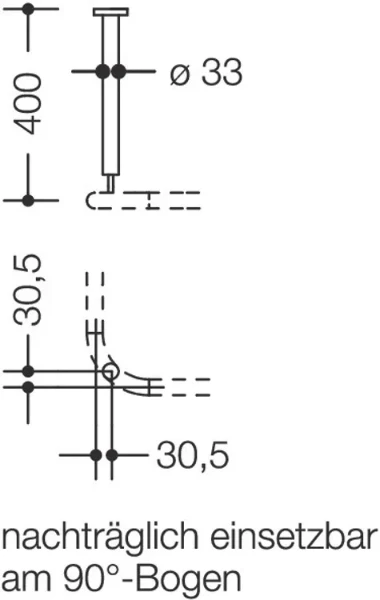 Hewi 801 supp. plafond ,A=400,ø33, BM214 blanc de sécurité