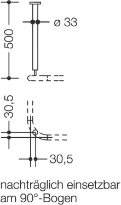 HEWI supp.fixé plafond ,A=500,ø33, BM214 blanc de sécurité