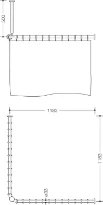 HEWI tringl.rideau ,A1/A2=1183,supp. plafond A=500 et rideau, jaune moutarde