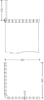 Hewi 801 tringl.rideau ,A1/A2=883,supp. plafond A=500 et rideau, blanc pur